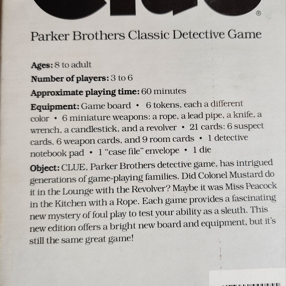 Vintage 1986 Parker Brothers CLUE Classic Detective Board Game With All Pieces - Picture 11 of 14